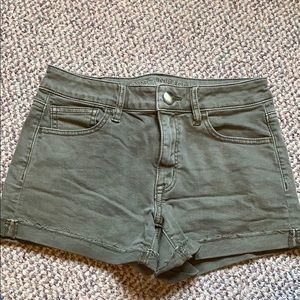 AEO olive green denim shorts size 2